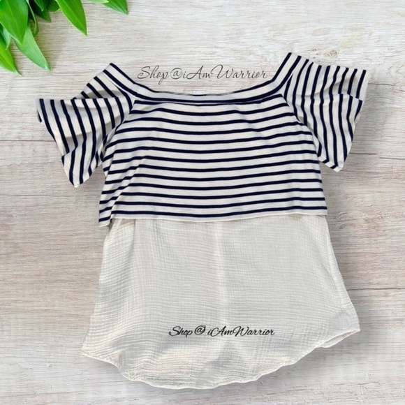 Anthropologie Postmark striped mixed media top *shop@iamwarrior - Picture 4 of 9